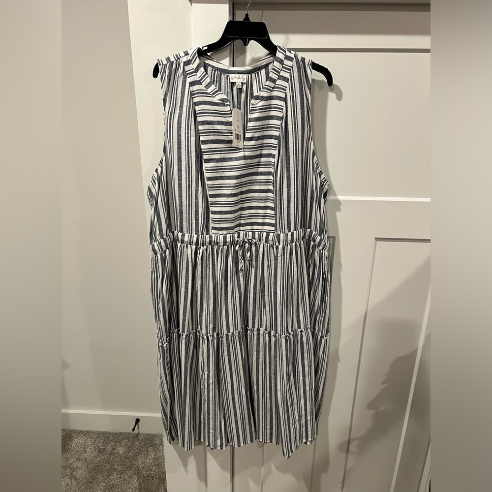 Wonderly Striped Sleeveless Midi Dress